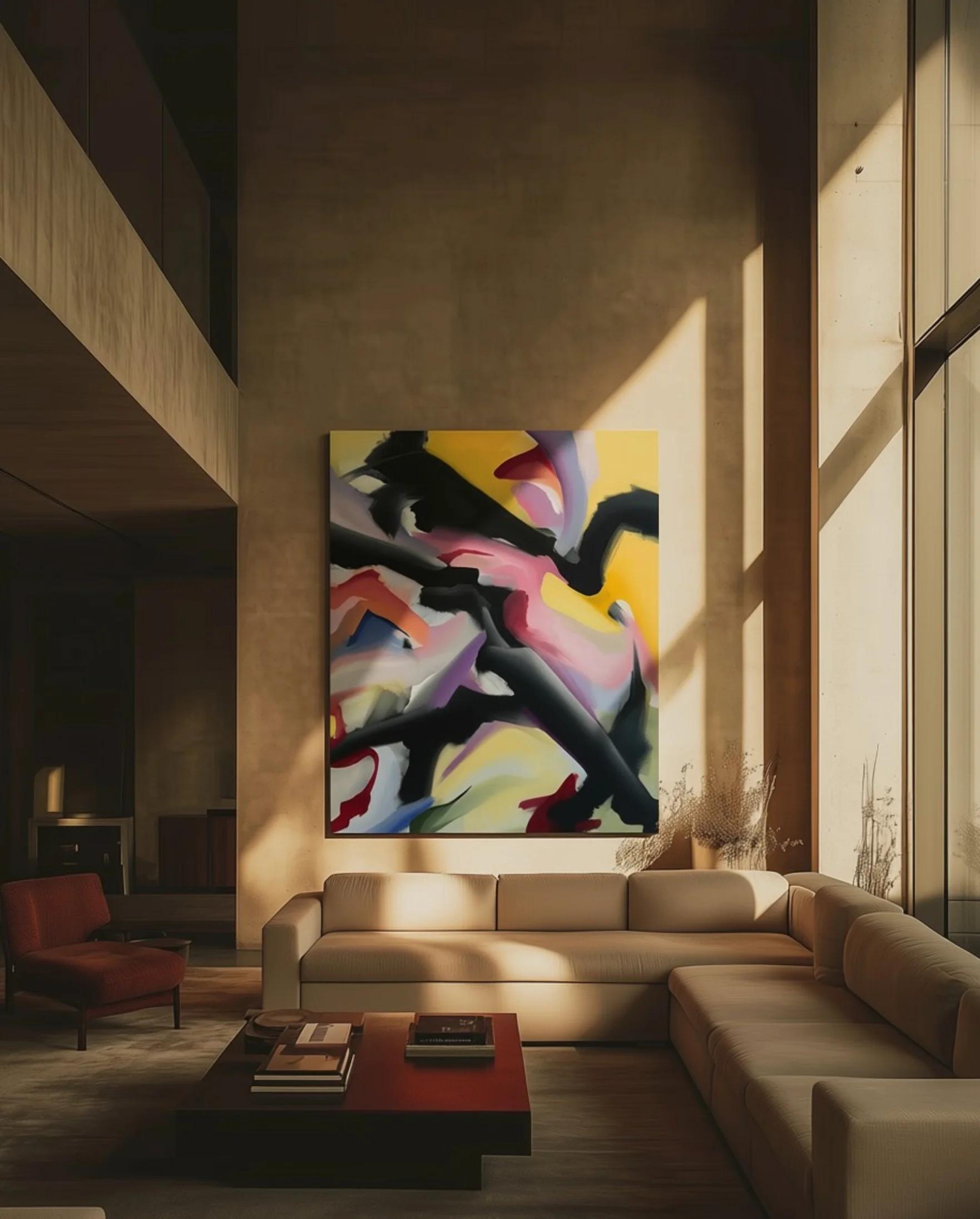 Interior space with painting on wall